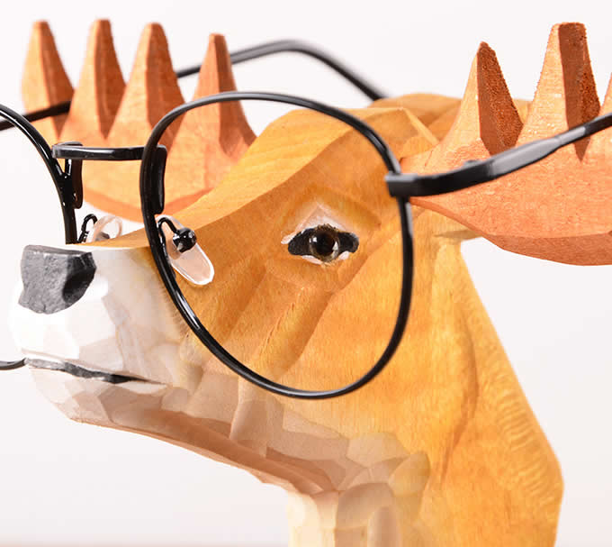  Wood Hand Carved Deer Shaped Eyeglass Holder / Spectacle Display Stand