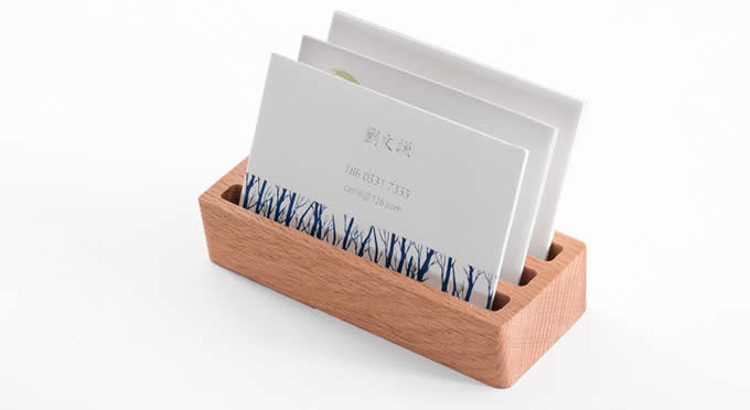 Wooden Desk Business Card Holder