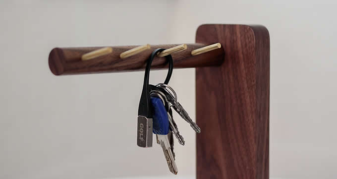 Wooden & Brass  Key Rack Holder  Phone Essentials Shelf  