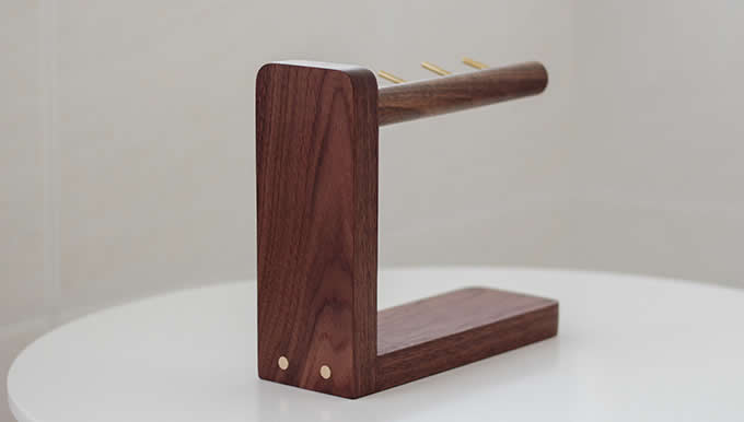  Wooden & Brass  Key Rack Holder  Phone Essentials Shelf  