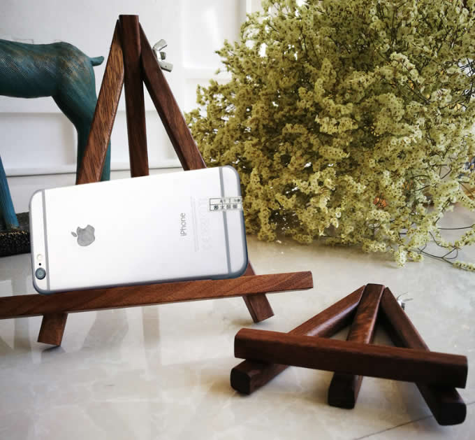   Black Walnut Wooden Mini Tripod Display Stand 