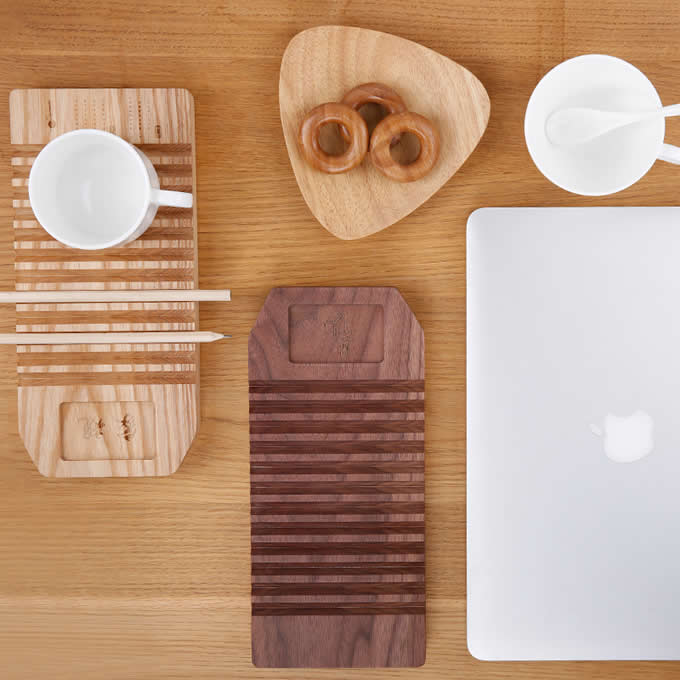 Wooden Office Supplies Desktop Storage Box Tray Solid Wood Pen Holders 