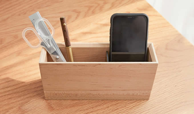 Wooden Office Supplies Desktop Desk Organizer Pen Pencil/Remote ControlHolder  Stationery Case 