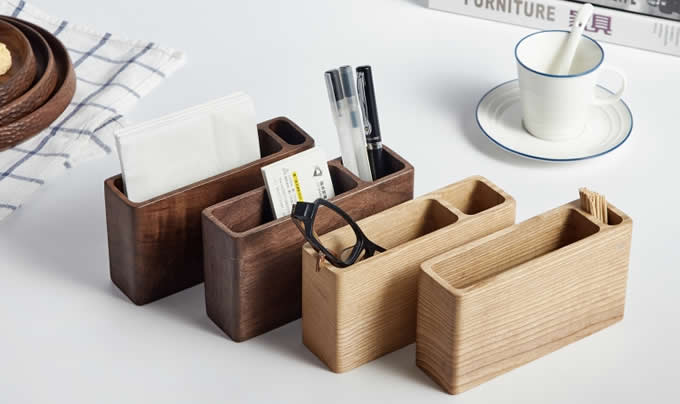 Wooden Pen Pencil Storage Holder Stationery Box