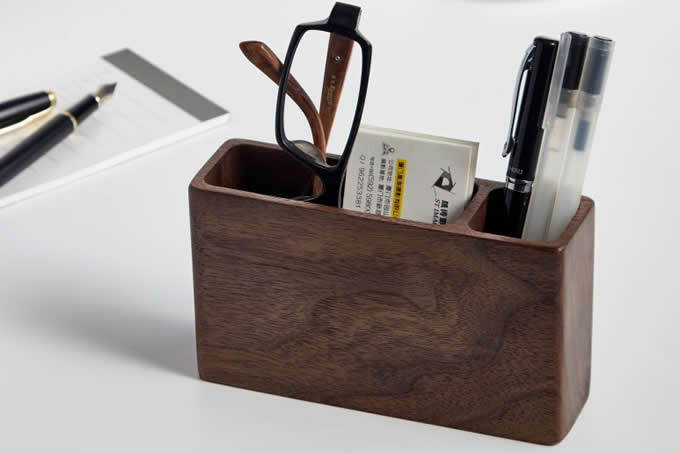 Wooden Pen Pencil Storage Holder Stationery Box