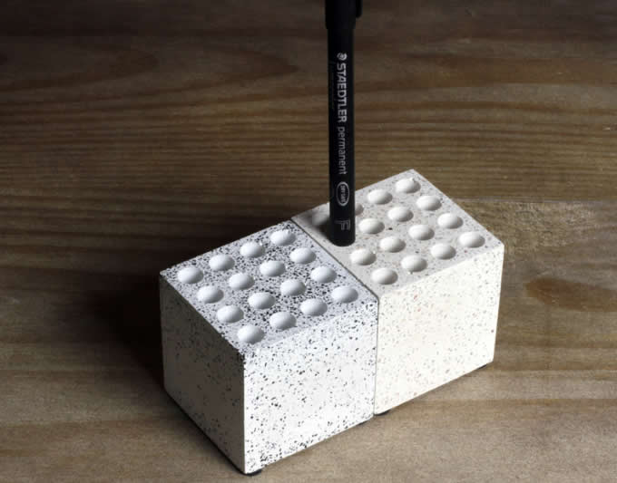 Cube 16 slots Multi-Functional Concrete Pen Pencil Stand 