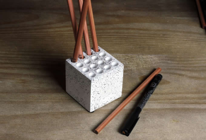 Cube 16 slots Multi-Functional Concrete Pen Pencil Stand 