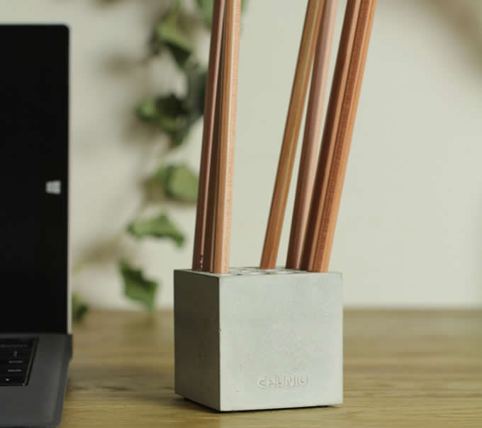 Cube 16 slots Multi-Functional Concrete Pen Pencil Stand 