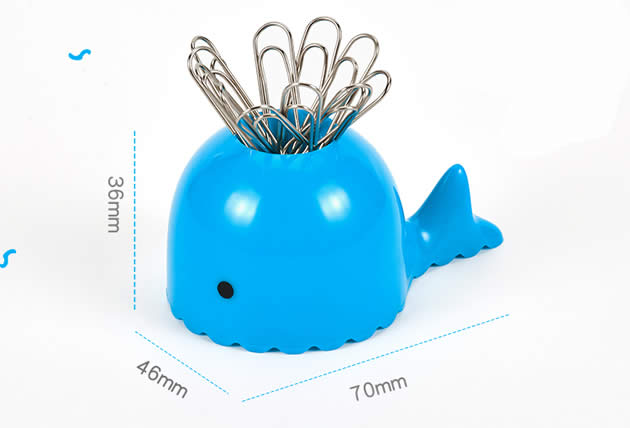 Cute cartoon blue whale paper clip magnetic organize storage