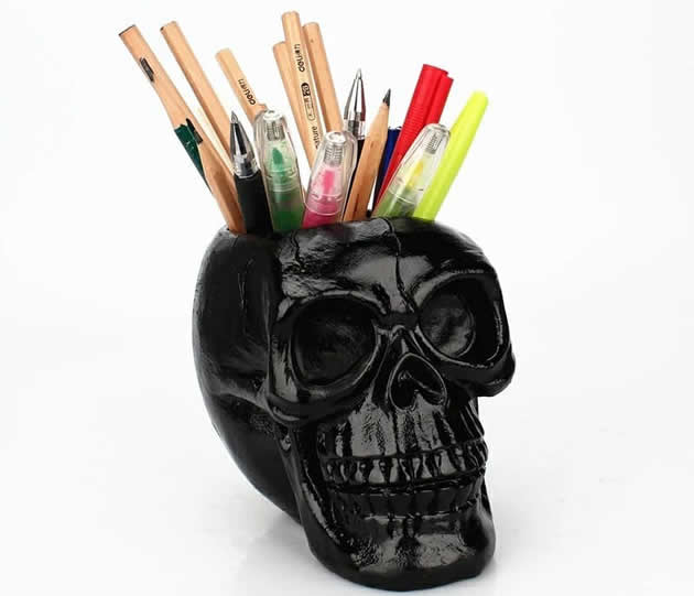 Personalized punk style skull pen holder storage holder