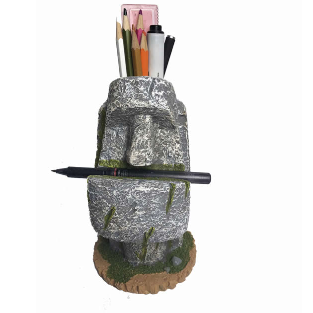 Retro stone man pen holder office learn organizer holder