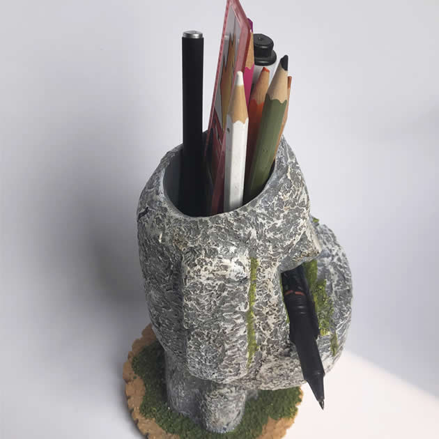 Retro stone man pen holder office learn organizer holder