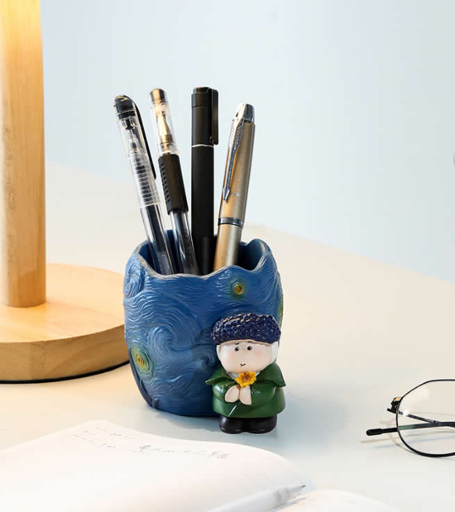 Simple Art Boy Girl Office Organize Pen Holder