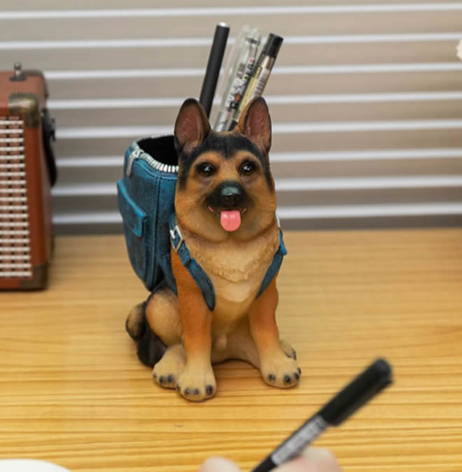 Office Dog Desk Organize Pen Holder