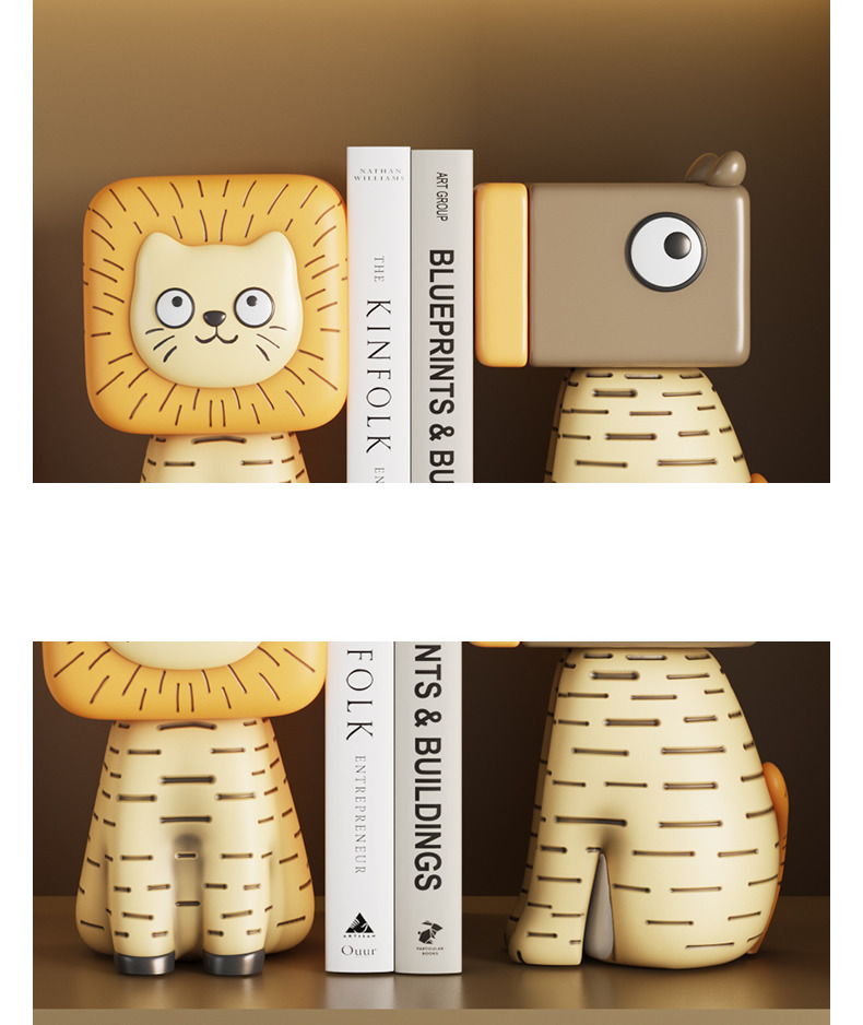 Abstract Cartoon Animals Office Organizing Bookends