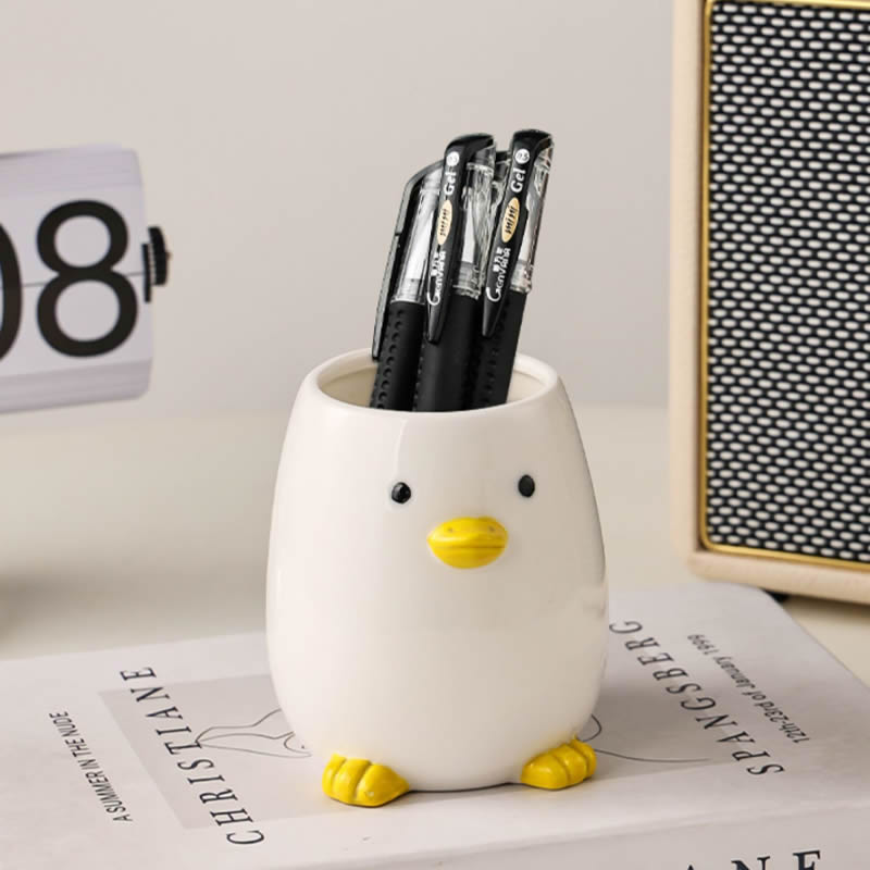 Cute Ceramic Duck Pen Holder