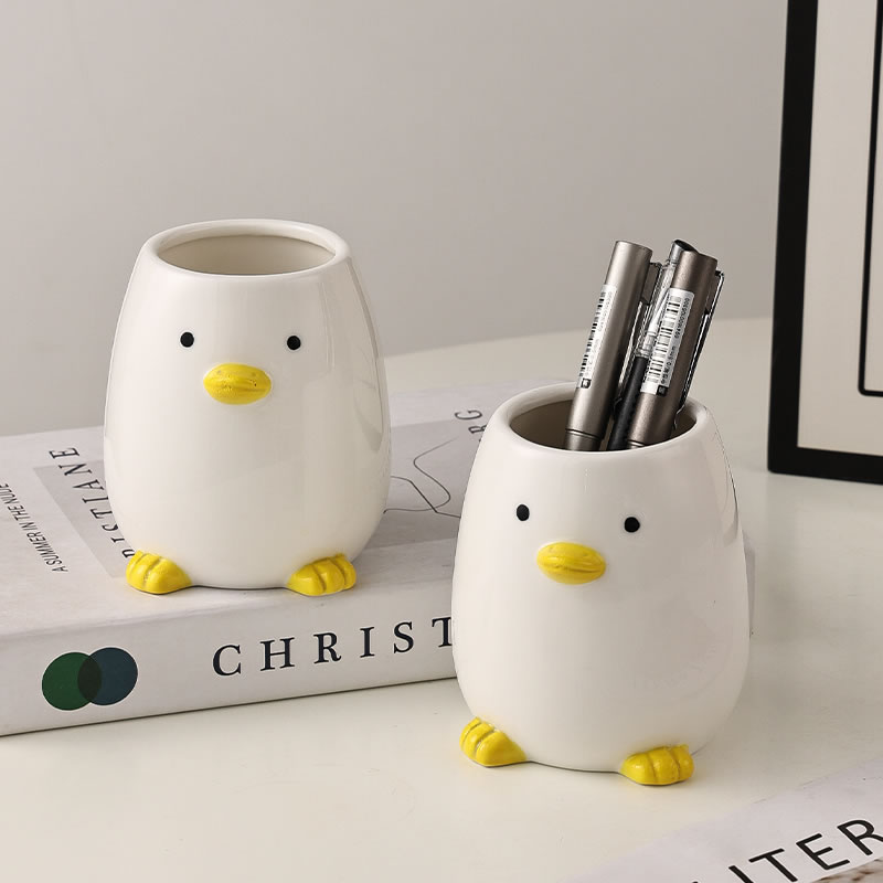 Cute Ceramic Duck Pen Holder