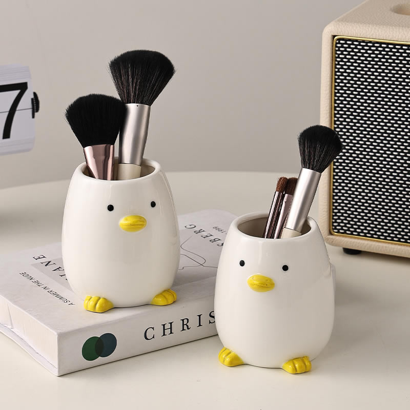 Cute Ceramic Duck Pen Holder