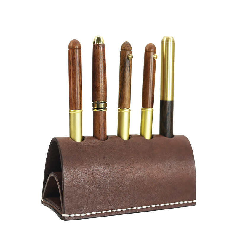 Handcrafted Leather Desktop Pen Holder