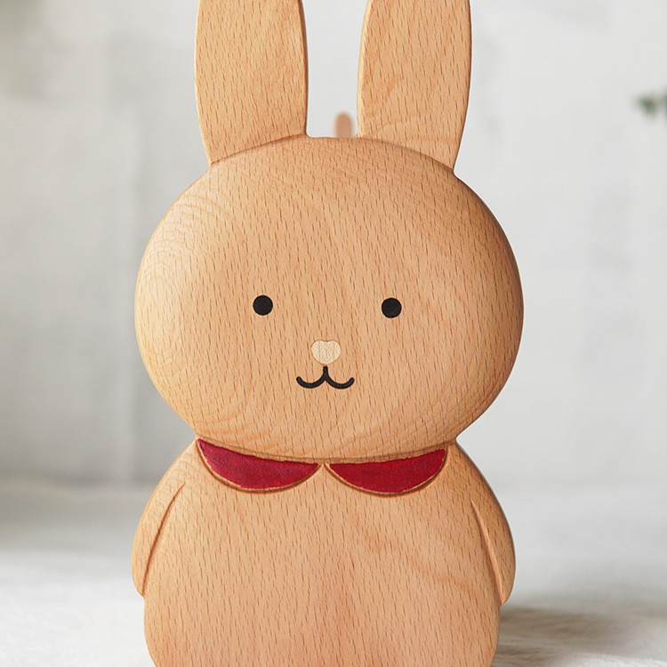 Office Wooden Rabbit Organizer Pen Holder