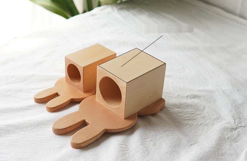 Office Wooden Rabbit Organizer Pen Holder