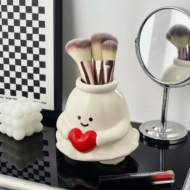 Smiley Face Ceramic Pen Holder