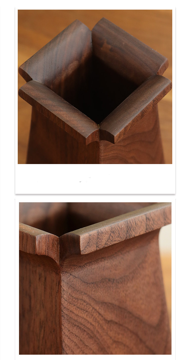 Square Black Walnut Wooden Pen Holder Pencil Storage