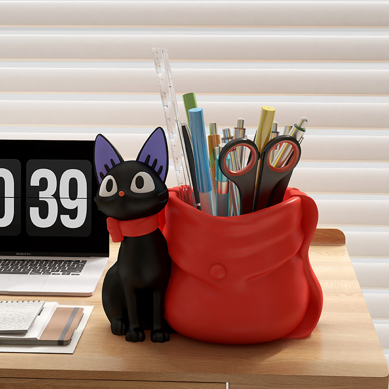Cute Black Cat Office Decoration Pen Holder, Creative Gift