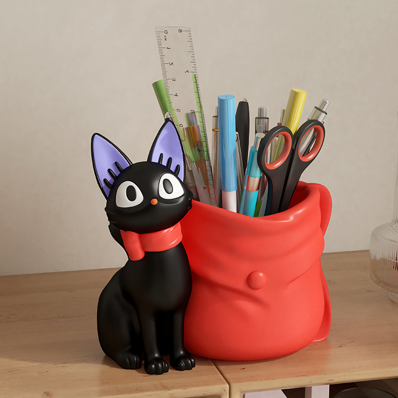 Cute Black Cat Office Decoration Pen Holder, Creative Gift