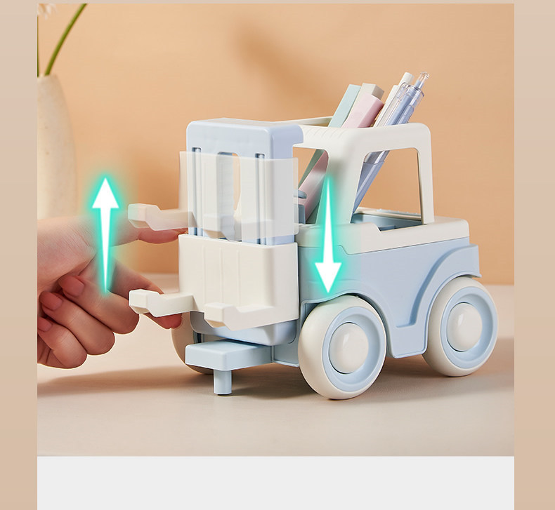 Cute Mini Forklift Office Study Pen Holder,With Phone Stand