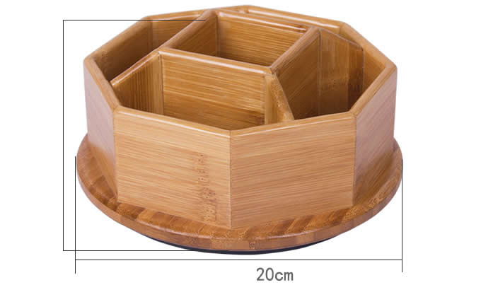  360 Degree Bamboo Rotation Office Supplies Storage Container  