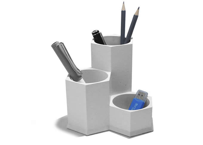  5 Compartment Concrete Office Desk Organizer 