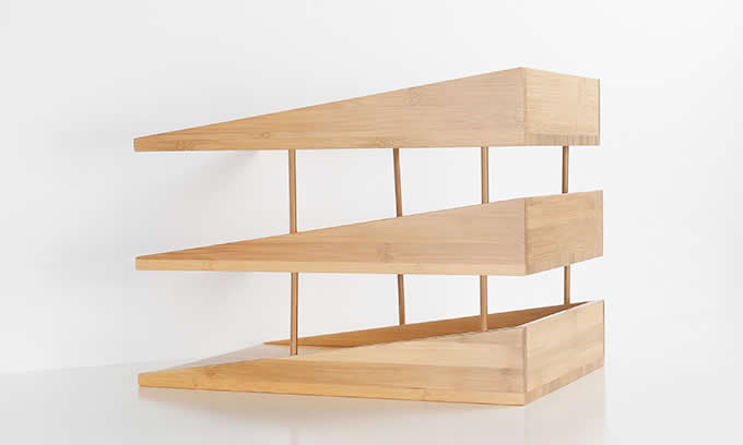  Bamboo 3 Tier Desk Organizer Tray Letter File Holder 