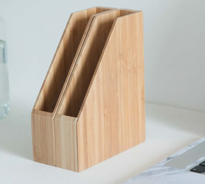 Bamboo Desk Office Magazine & A4 File Folder Organizer