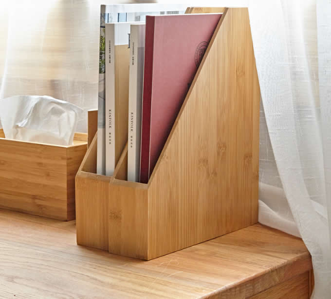 Bamboo Desk Office Magazine & A4 File Folder Organizer