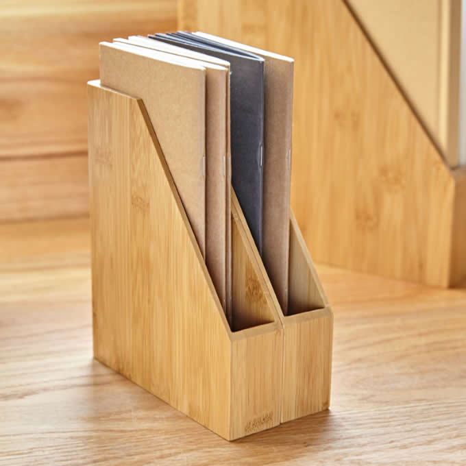 Bamboo Desk Office Magazine & A4 File Folder Organizer