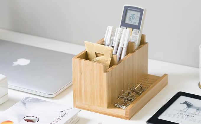  Bamboo Desk Organizer And Pencil Paper Clips Cell Phone Holder And Organizer