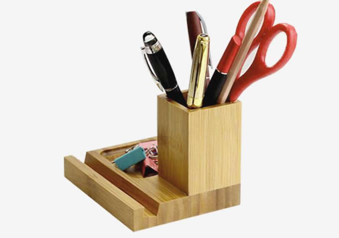  Bamboo Desktop Office Supplies Organizer Pencil Pens Business Card Holder  