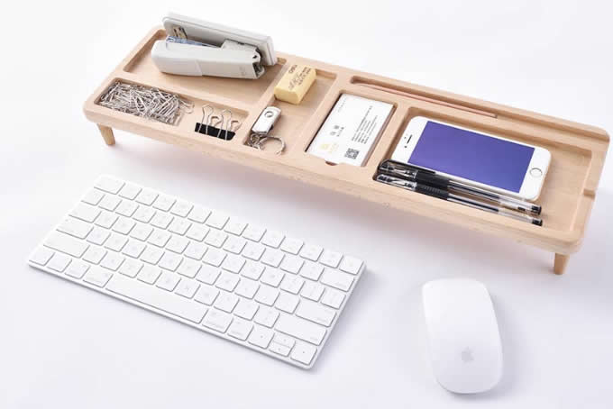  Bamboo Wooden Desktop Organizer Over the Keyboard 