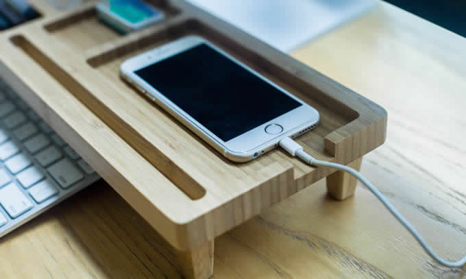  Bamboo Wooden Desktop Organizer Over the Keyboard 