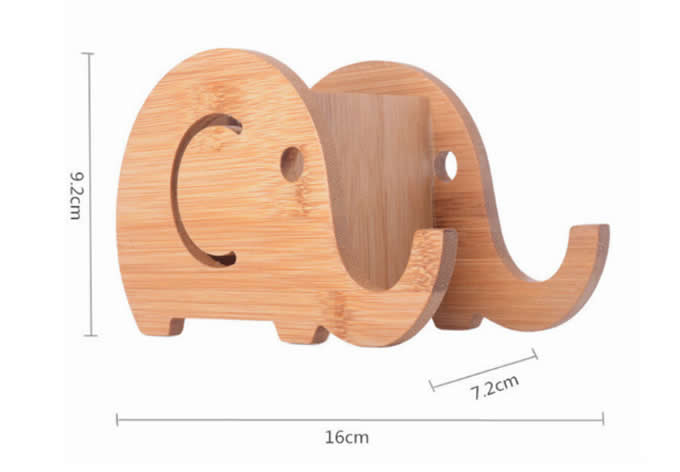  Bamboo  Elephant Stationery Organizer Phone Stand Holder 