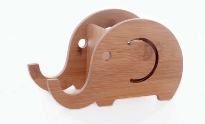  Bamboo  Elephant Stationery Organizer Phone Stand Holder 