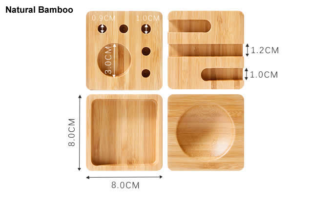  Bamboo Smart Phone Dock Stand Desk Organizer Office Accessories Set – 4 Piece Set  
