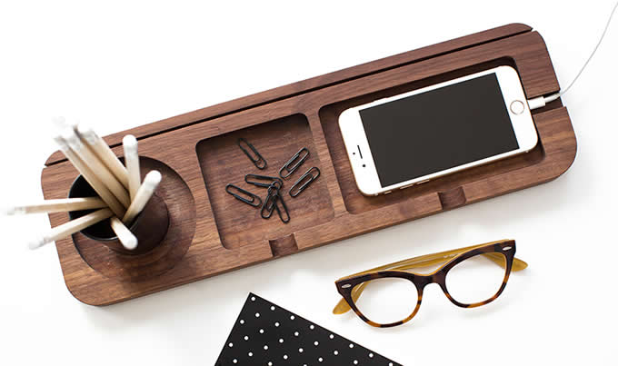 Bamboo  Wooden Multi-Function Desktop Organizer