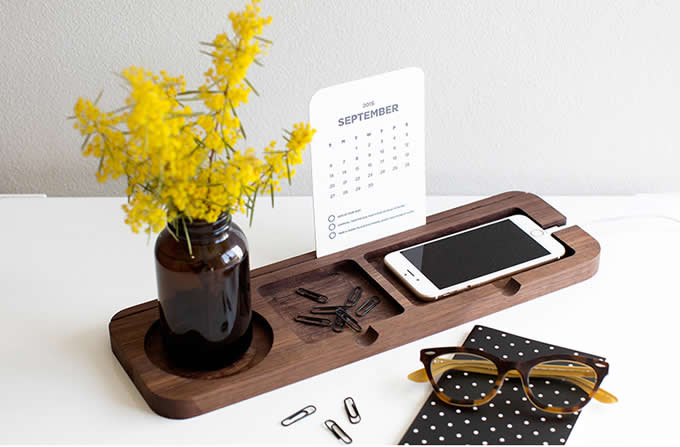 Bamboo  Wooden Multi-Function Desktop Organizer