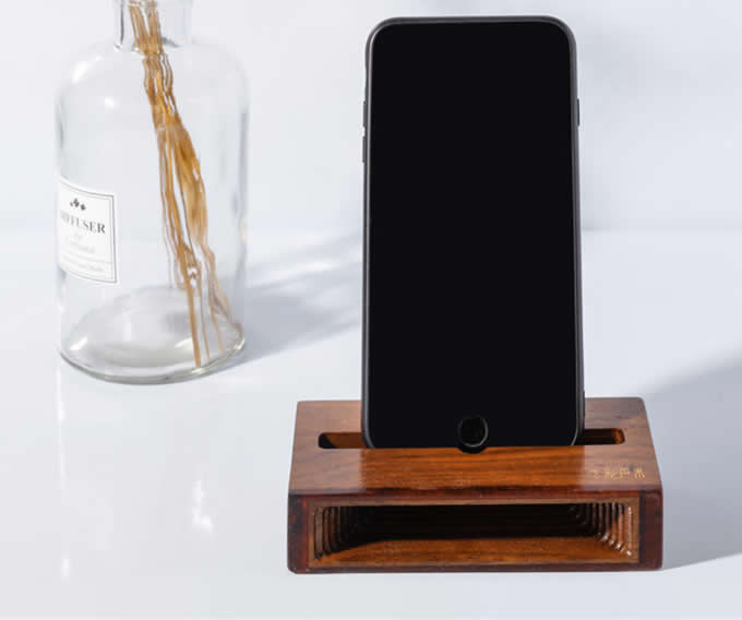 Black Walnut Wooden Sound Louder Cell Phone Table Stand Amplifier Holder for  iPhone Android Smartphone