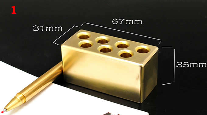     Brass Pen Pencil Holder Stand Desk Organizer 