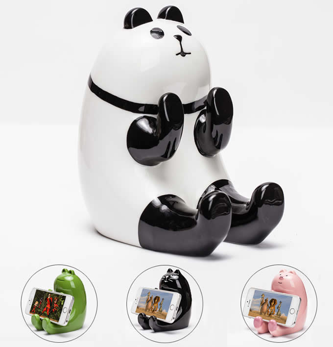  Ceramic Animal Piggy Bank Cell Phone Stand Holder