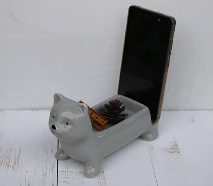 Ceramic Animal Paper Clip Holder With Mobile Phone Display Stand