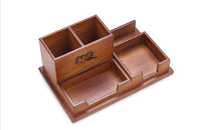  Wooden Desk Accessory Storage Organizer / Pen Holder /  Memo Pad Holder/Business Card Holder 